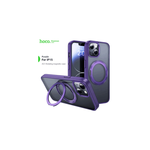 AS1 Coque avec support Rotatif Magnétique pour iPhone 15 – Violet – Hoco