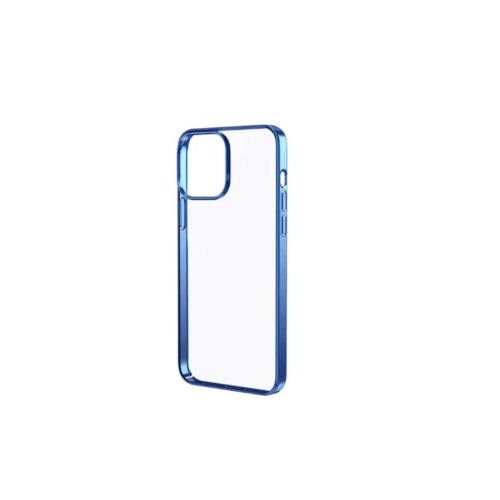 Coque silicone iPhone 12 Pro Max Rock – Slim transparente bordure bleue